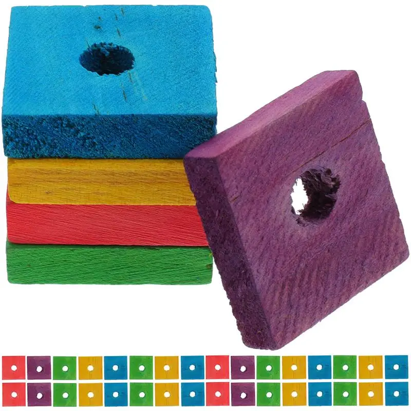 100 pcs Wood Pet Toy Bird Bite Toys Bird Chewing Toys Parrot Cage Bite Toy Parrot Cage Shredder ToyWooden Color Random