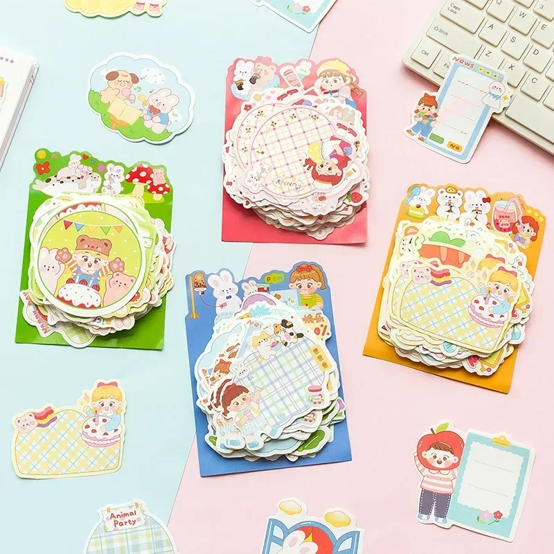 100 Sheets Note Paper Cute Cartoon Girl Handbook Material Colorful Grid Special Shape Convenient Memo Paper Non-sticky 4 Styles