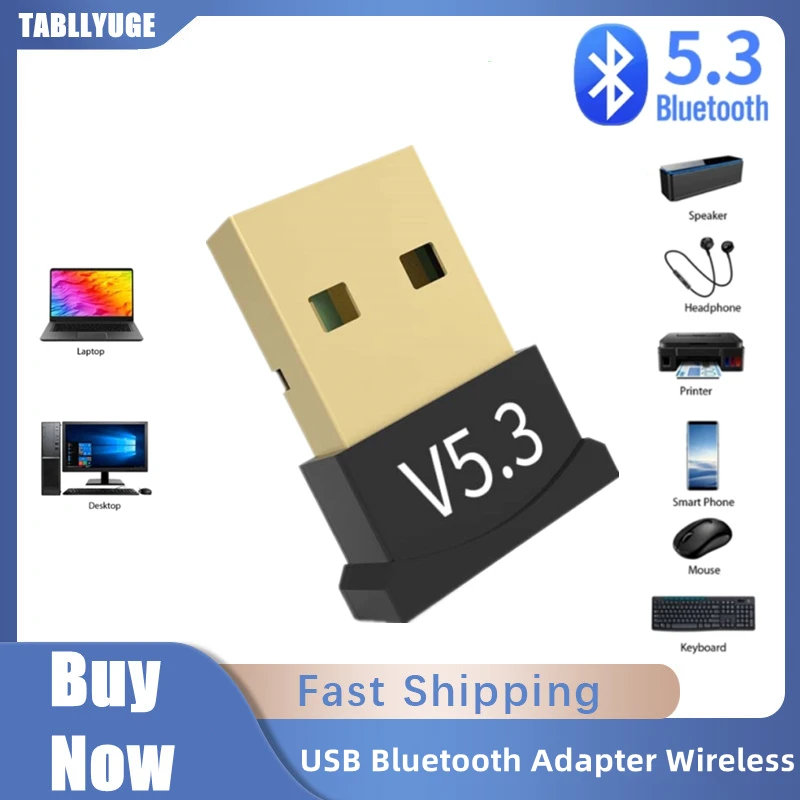 USB Bluetooth 5.1 Adapter Wireless Bluetooth 5.3 Dongle Adapter for PC Laptop Wireless Speaker Audio Receiver USB Transmitter