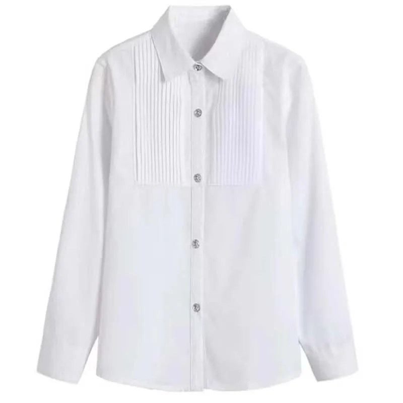 Baby Toddler Teenage Clothes School Uniform Boys Shirts White Long Sleeve Turn-down Collar Kids Shirt For Boys Children Tops - 5
