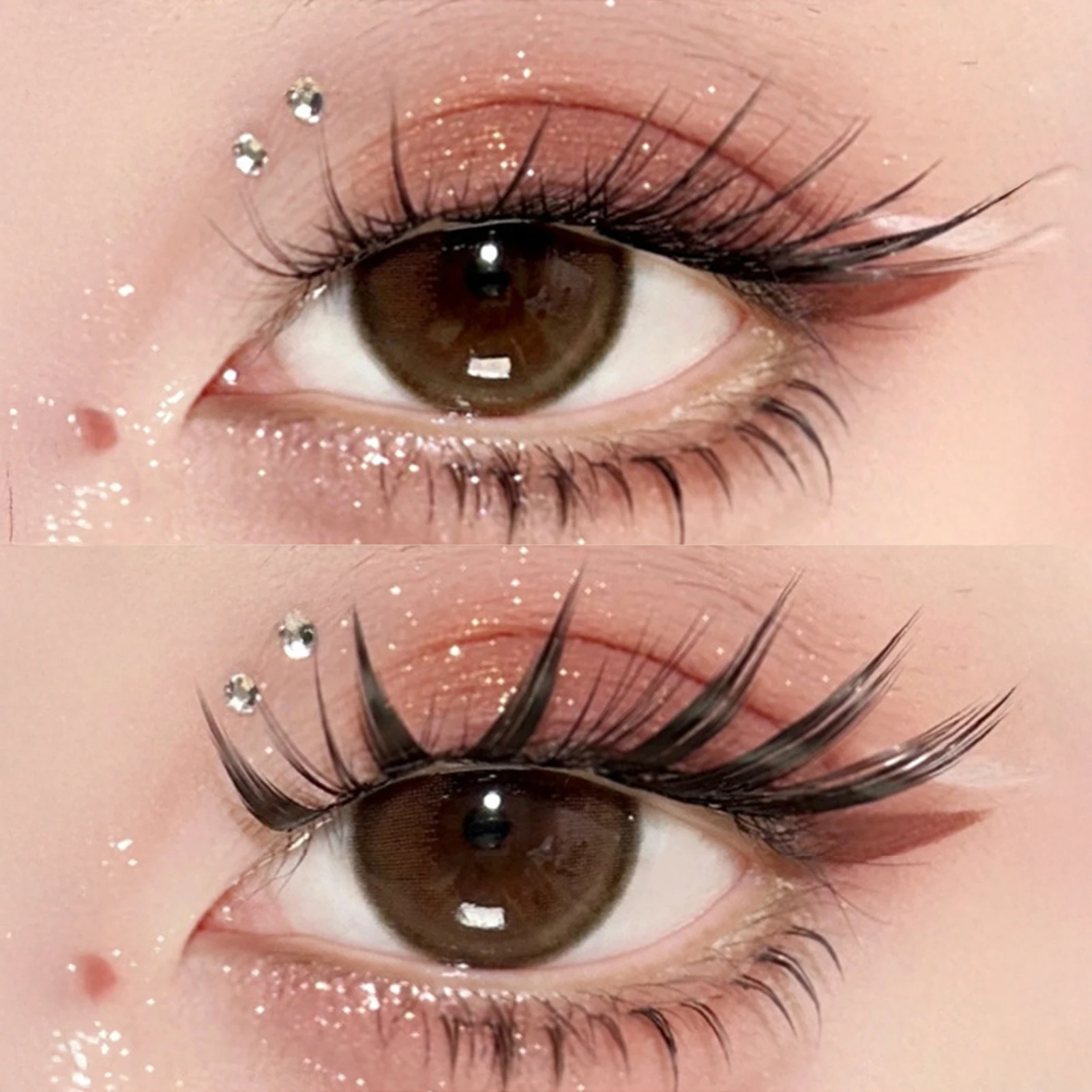 10 Reihen, kleberfrei, chinesische Füchse, falsche Wimpern, C-Locken-Wimperncluster, Comic-Wimpernverlängerung, zeitsparende Wahl für Anfänger – Detail 1