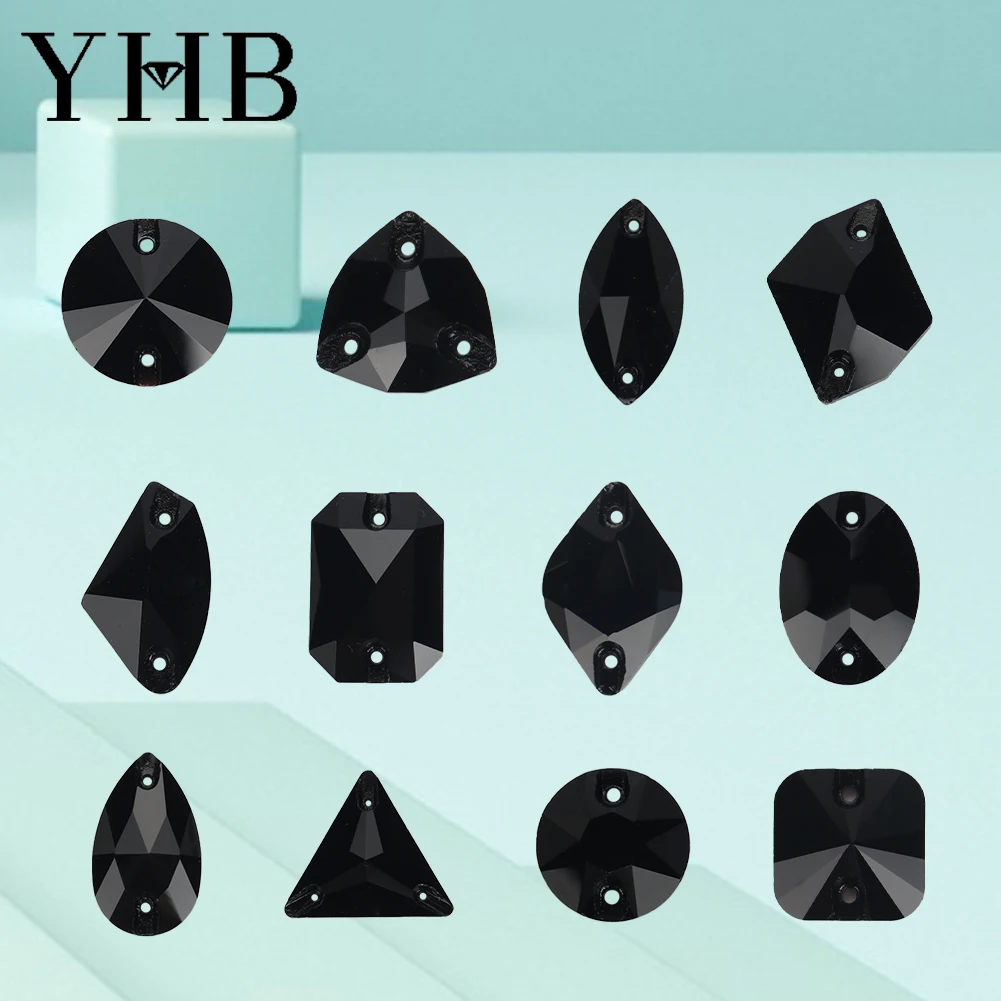 YHB 제트 XIRIUS 코믹 드롭 글래스 크리스탈 AB 바느질 스톤 플랫백..