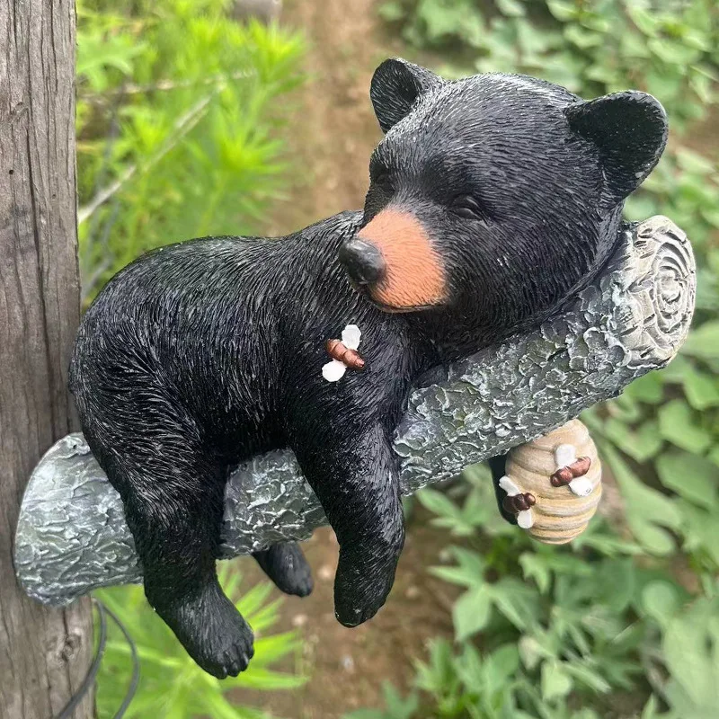 

Artificial animal ornament ornaments black bear holding tree statue courtyard outdoor decoration pendant resin crafts