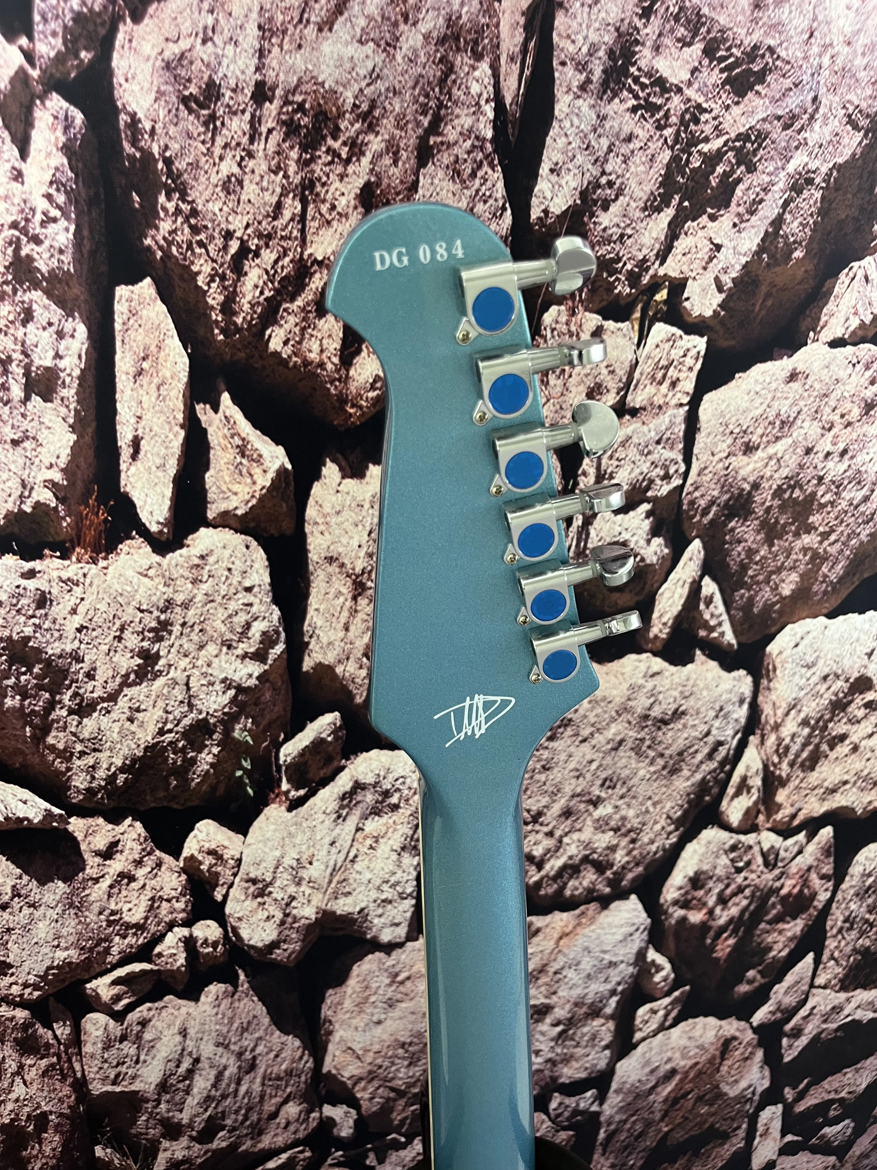 Factory customization electric guitar DG335 metal blue color semi-hollow body