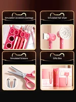Jouets de maquillage pour enfants, Kit de Simulation de coupe de cheveux, sèche-cheveux, jeu de rôle, jouets éducatifs pour filles, cadeaux de jeu 6