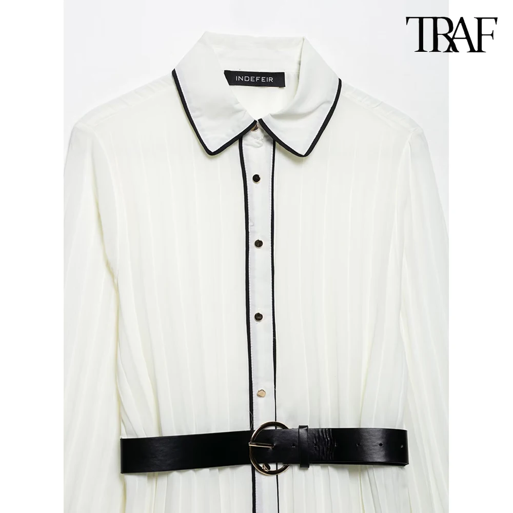 فستان نسائي ملون ذو طيات