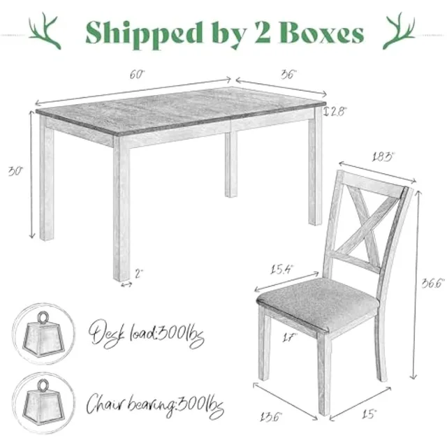 Farmhouse Wood Dining Set 2