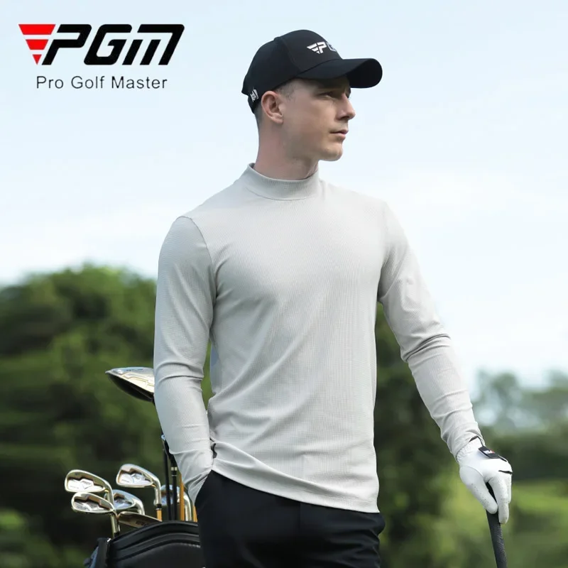 PGM Winter Men Long Sleeve Golf Underwear Autumn Male High Elastic Golf T-shirts Breathable High Collar Training Tops M-2XL