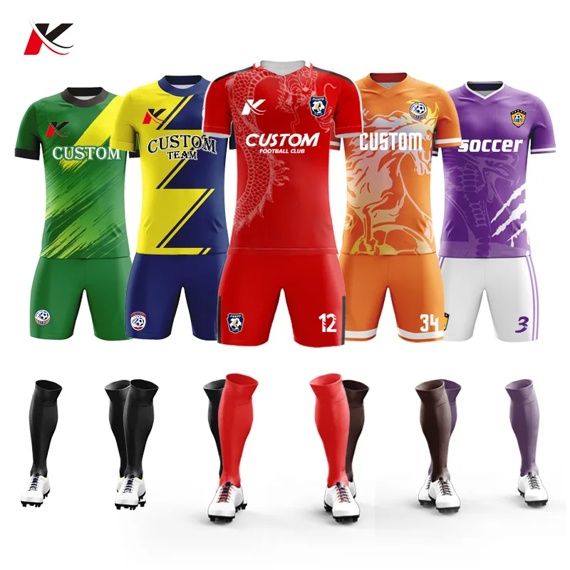 Custom Sublimation Football Jersey Sets Breathable Football Uniform Club Team Soccer Jersey Set