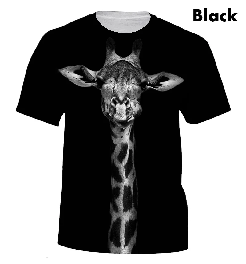 

2022 Men and Woman Summer New Style Male and Female Animal Pattern 3D Giraffe Pattern Short-sleeved Couple T-shirt