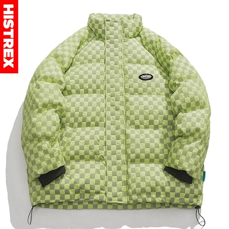 

Brand Jacket Parkas Men Winter Stand Collar Thick Hip Hop Checkered Warm Coat Man Womens Puffer Parka Jackets