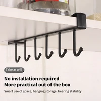 6 Hooks Storage Shelf Plastic Under Shelves Hanging Rack Utensils Holder Wardrobe Kitchen Bathroom Organizer Home Accessories 1