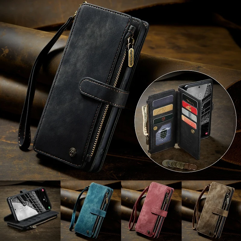 

Flip Wallet Case Phone Cover For Samsung Galaxy S23 S22 S21 S20 S10+ A12 A22 A32 A33 5G Multi Card Slot Retro Leather Phone Case