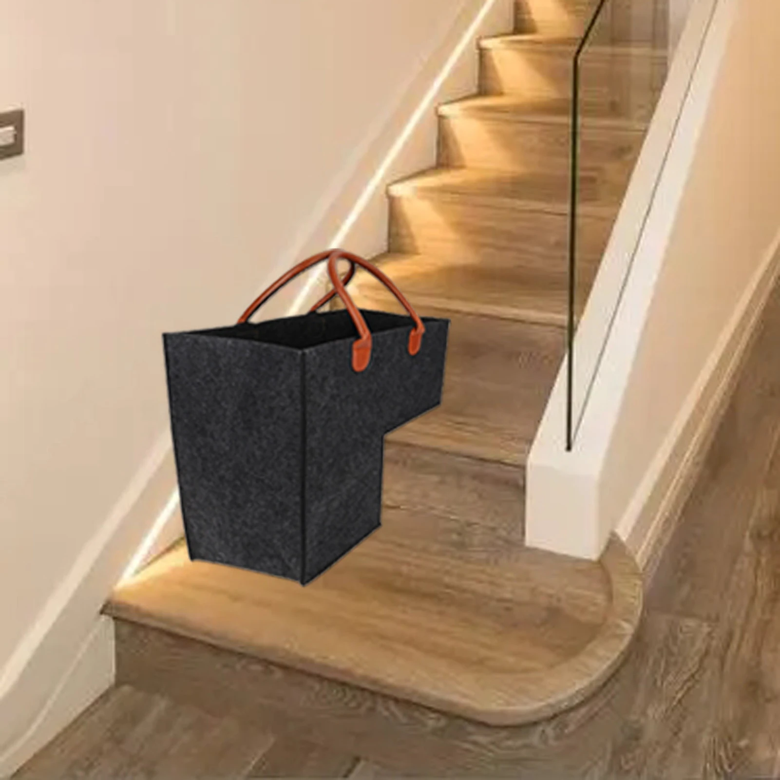 Stair Basket With Handles Felt Staircase Baskets Storage Lshape Tidy