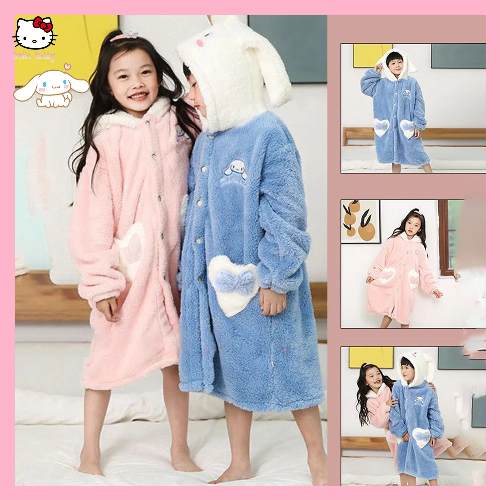 

Аниме Kuromi Cinnamoroll весна-осень Sanrios детская ночная рубашка Kawaii для девочек Коралловая флисовая Ночная рубашка Симпатичная домашняя одежда