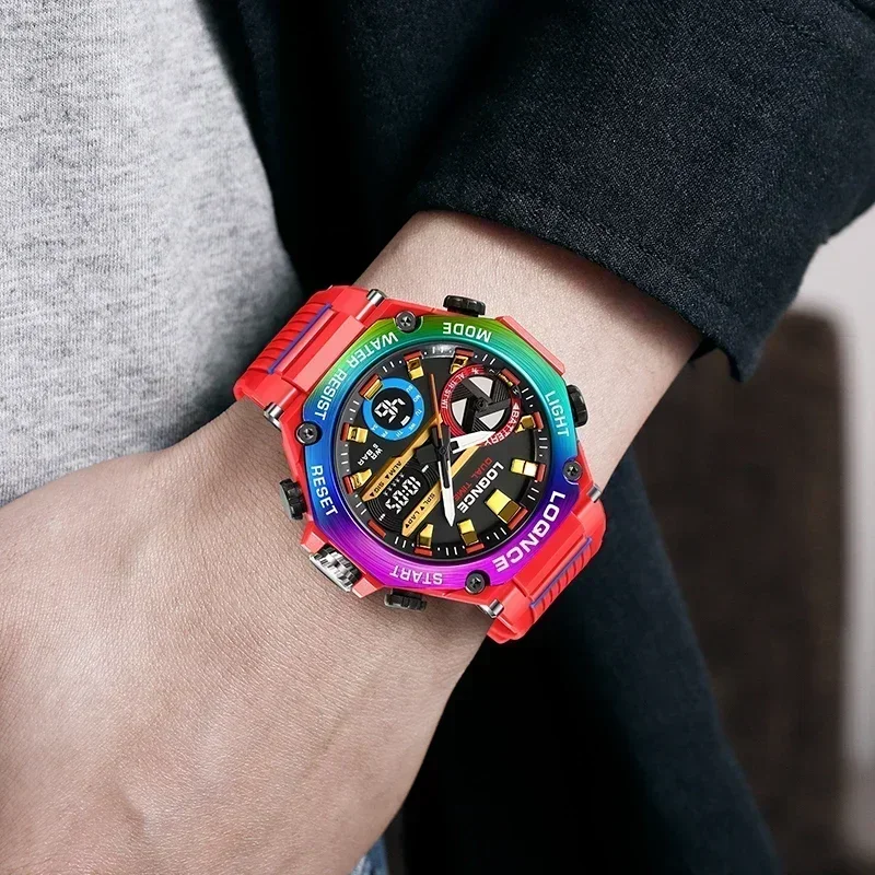 Fashion Men's	Watch Military Waterproof Sport Watches Digital Dual Display Wristwatches for Men High Quality Gifts Reloj Hombre
