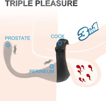 3 In 1 Vibrator Penis Cock Ring Anal Butt Plug Male Prostate Massage Wireless Remote Cockring Vibrat Peni Sleeve Sex Toy for Men 2