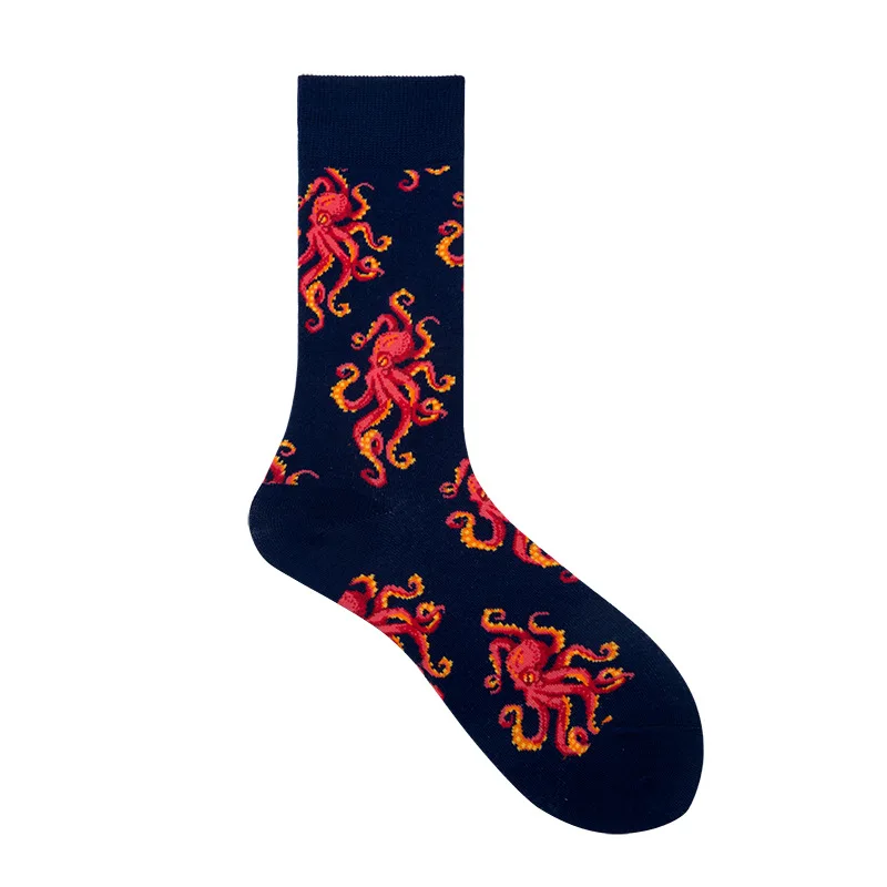 New Personality Creative Socks with Shark Beard Pattern Men\'s Socks Mid-to-high Tube Tide Socks