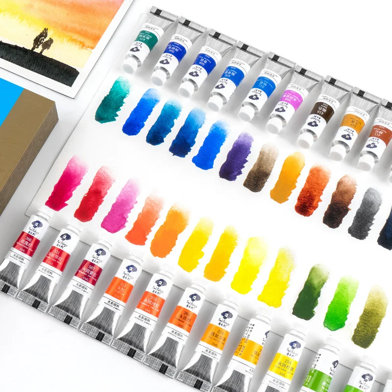 Paul Rubens Professional Tubular Watercolor Paint 24/36 Vibrant Colors Rich Pigments 5ml for Painters Artists Students