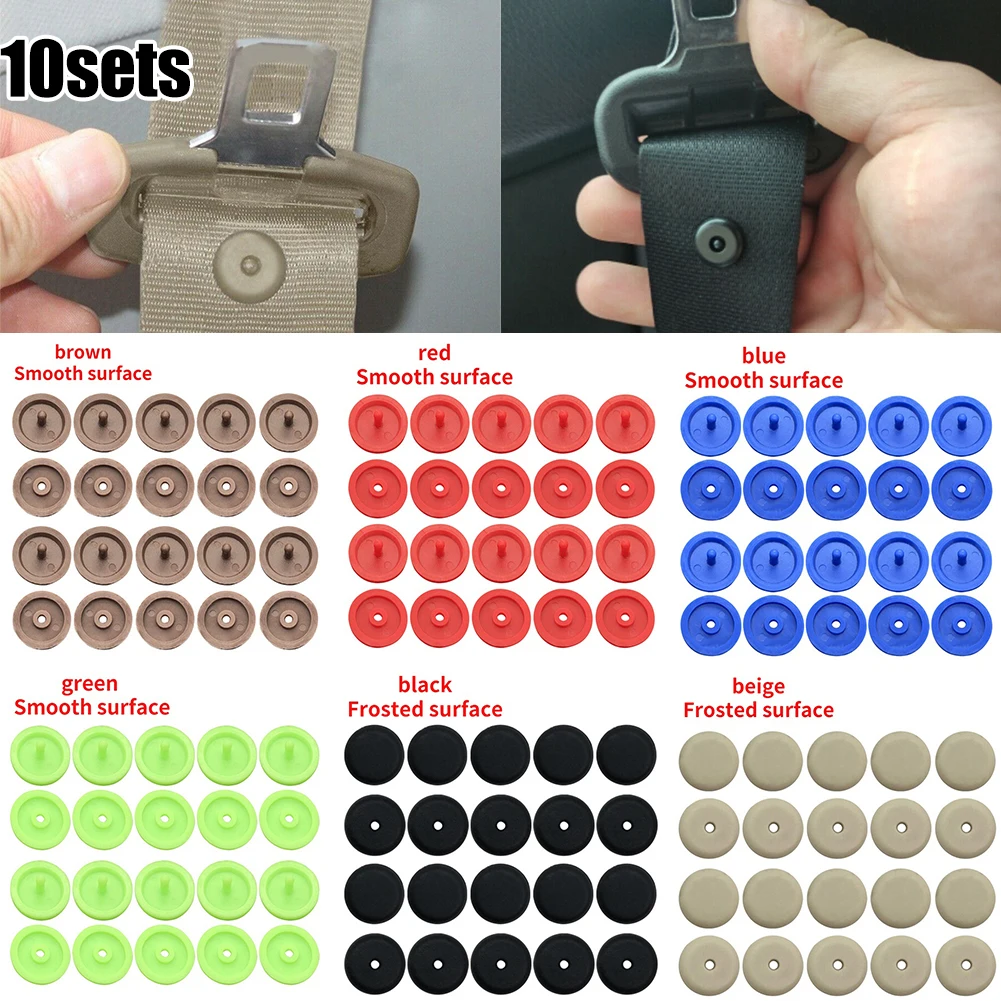 

10 Pair Press Button Retainer For Car Seat Belt Automobile Seat Belt Anti-Slip Buttons Retainer Universal Type Plug Kit
