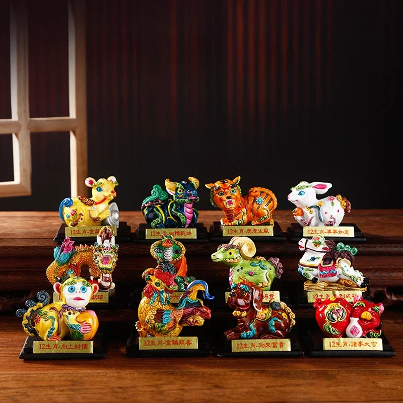 

Twelve Zodiac Animals Clay Figurines Clay Figurines Resin Ornaments Home Decoration Creative Gifts