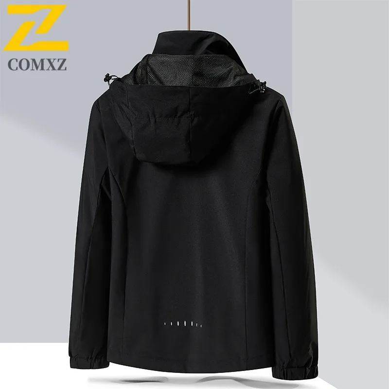 COMXZ Men Travel Jacket All-Purpose Hiking Design Windproof Zipper Coat Premium Hooded Lightweight Durable Autumn Clothing