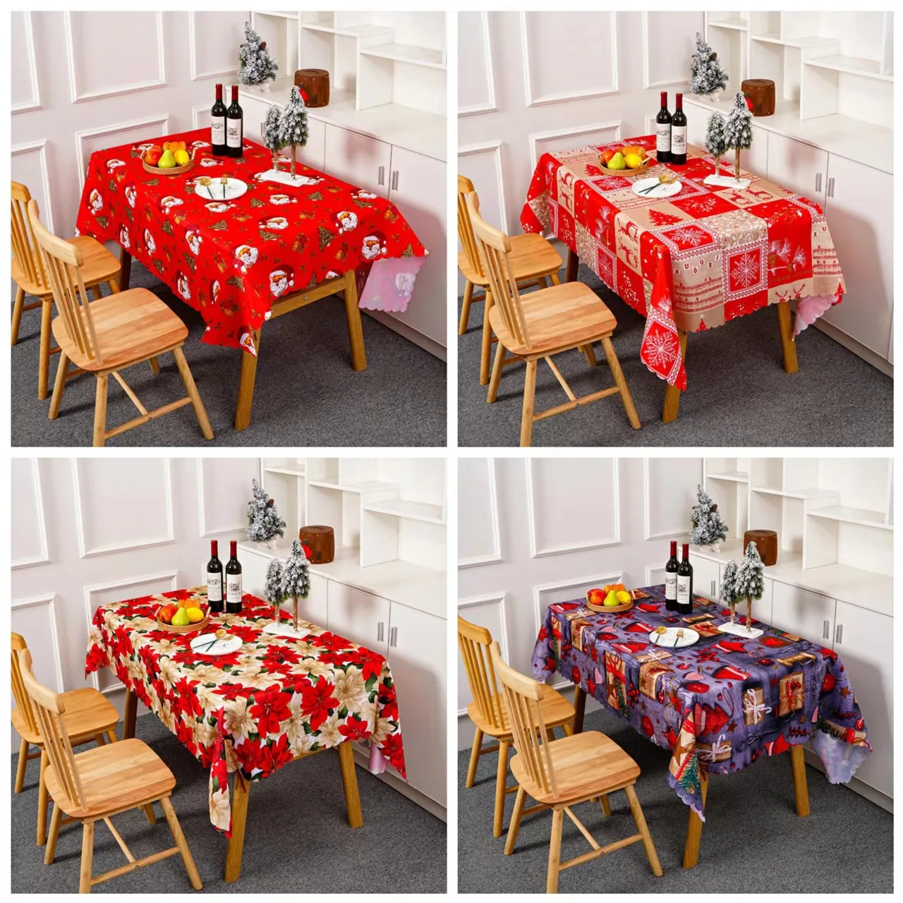 

New high-quality Christmas decorations Christmas cartoon printed polyester tablecloth Christmas tablecloth Decorative tablecloth