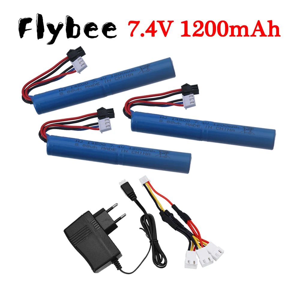 

14500 Battery 2S 7.4V 1200mah Li-ion Battery SM plug for Electric toys water gun / water bullet Gun Electric Toys battery Parts