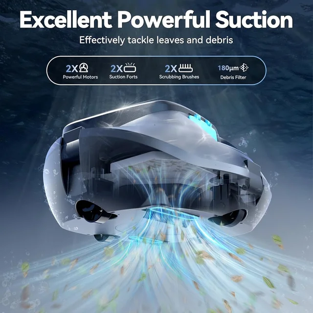 หุ่นยนต์ทำความสะอาดสระว่ายน้ำไร้สาย XUSHIDZ SP1  ดูดฝุ่นทรงพลัง วางแผนเส้นทางอัจฉริยะ แบตเตอรี่ใช้งานได้ยาวนานเป็นพิเศษ 3