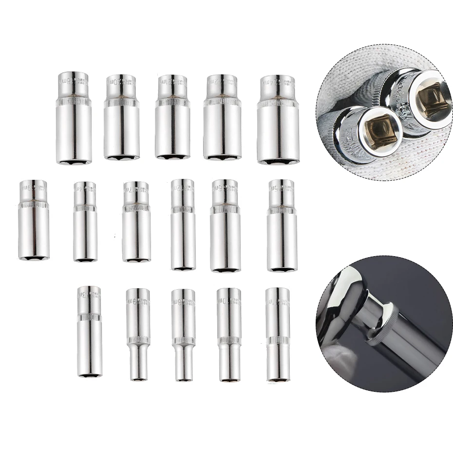 1pc 8-24mm Mm Deep Socket Adapter 3/8" Hex Socket Wrench Head Ratchet Hex Socket Nozzle Nut Driver Drill Hand Tool 4