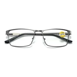 Premium Men's Blue Light Blocking Reading Glasses with Spring Hinge - +75 (GUN)