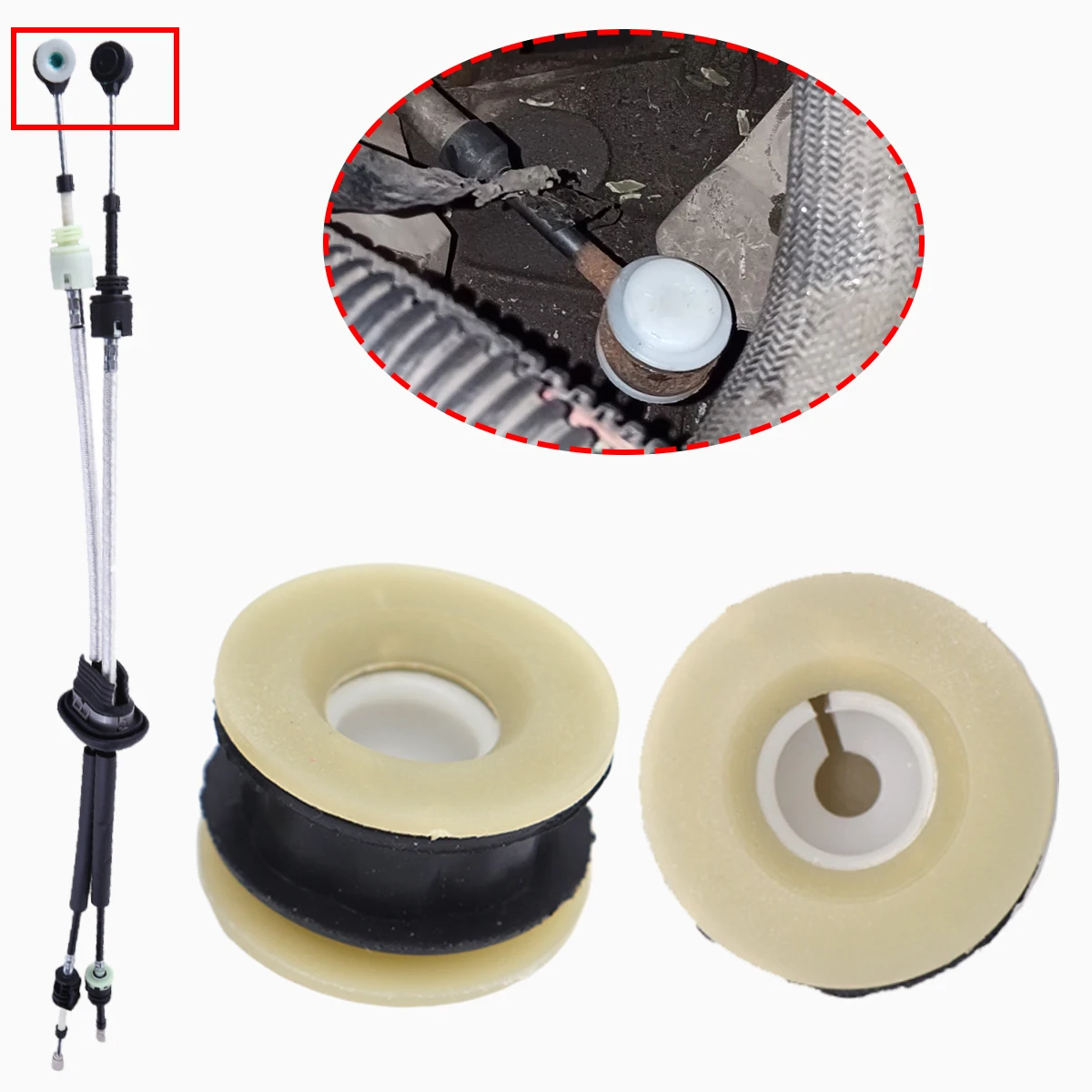 2X for Mercedes-Benz Vito Viano W639 Manual Gear Shift Selector Lever Linkage Cable Shifter Bushing 1064757 1401177180 2005 Car