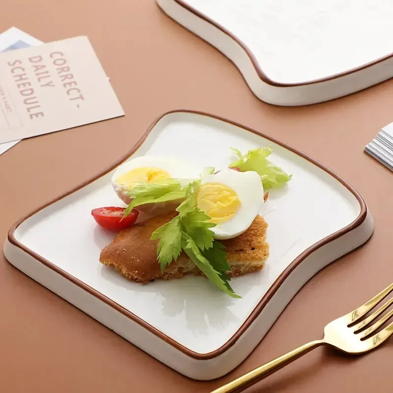 Ceramic Dinner Plate Creative Household Bread Plate Toast Dessert Plates Plates Cake Breakfast Tableware Ceramic