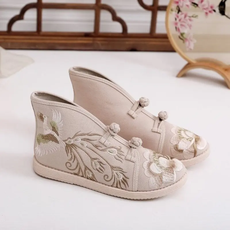 Женские холщовые кроссовки на плоской подошве с цветочной вышивкой, винтажная Осенняя Женская Удобная джинсовая хлопковая обувь, женские кроссовки для путешествий