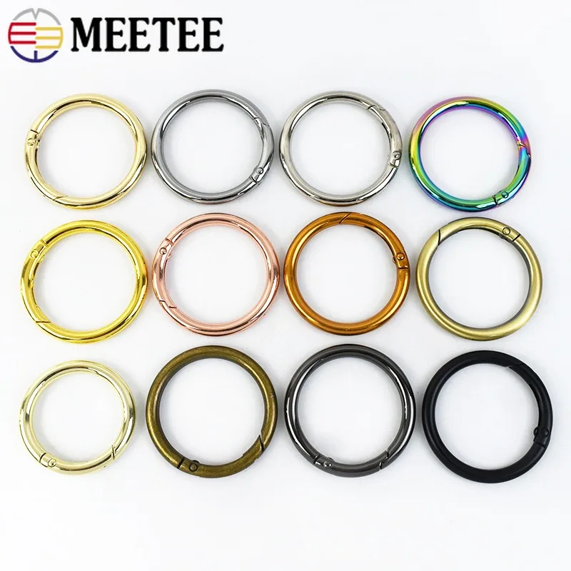 10Pcs 10-38mm Metal O Ring Spring Clasps Openable Round Carabiner Snap Hook Keychain Bag Clips DIY Jewelry Bags Accessories