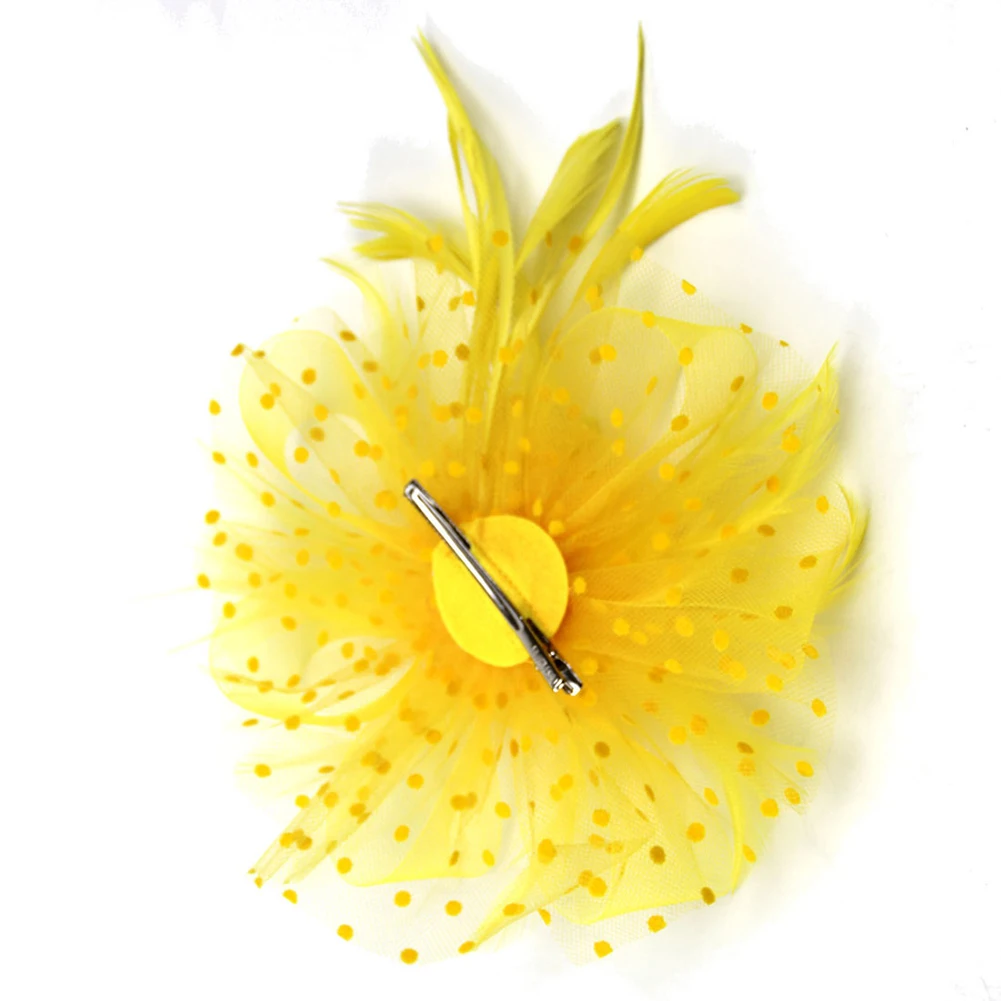 Bridal Hair Accessories Vintage Women Feather Flower Fascinator Hat Ladies Hair Floral Mesh Veil Headband Hairpin