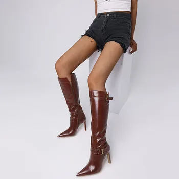 Sexy Pointed Toe High Heel Mid-Calf Boots 1