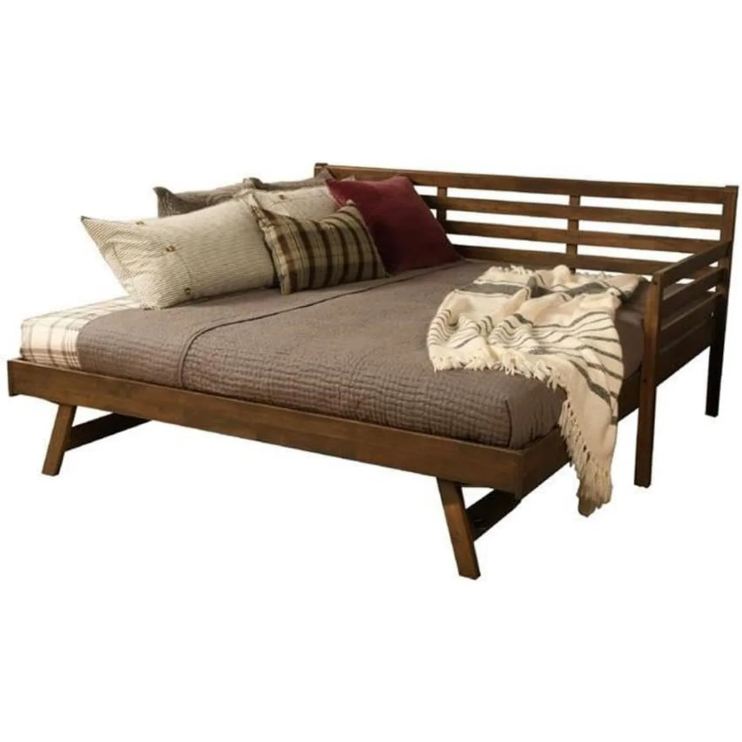 Furniture Twin to King Size Daybed with Pop Up Trundle in Wood,No Box Spring Needed, Easy Assembly,Up to 500 lbs Weight Capacity 4