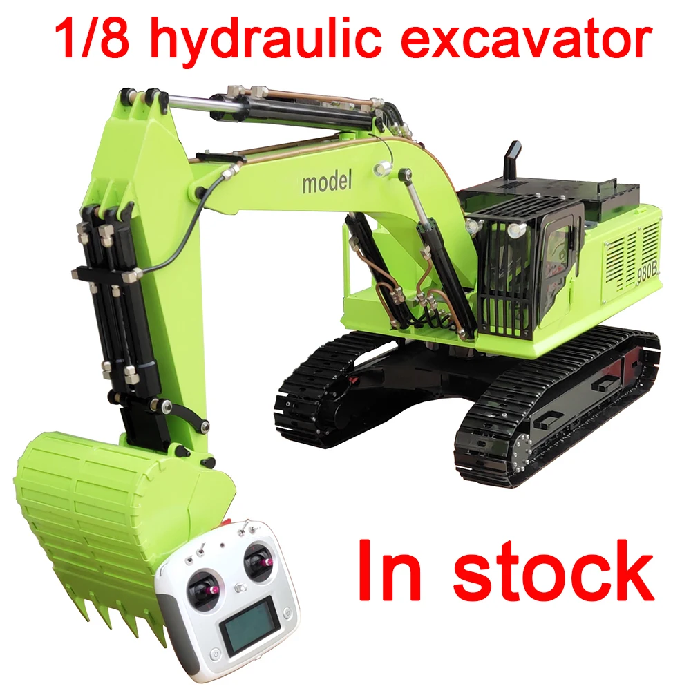 In Magazzino 1/8 Rc Escavatore Idraulico Doppio Cilindro Escavatore In Metallo Modello Adulto Rc Auto Giocattoli