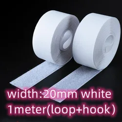 High - Strength Self - Adhesive Hook and Loop Fastener Tape - 1meter loop and hook (20mm white 1piar)