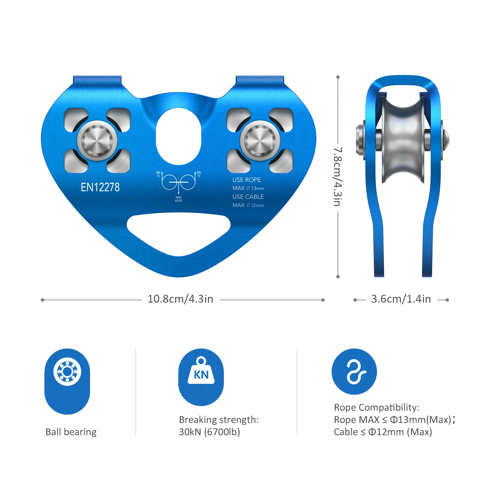 Lixada 30kN Climbing Pulley - Aluminum/Magnesium Alloy For Arborist, Zipline, Rescue 4 thumbnail image
