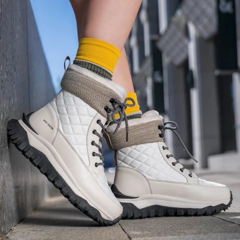 Winter Fashion Women's Shoes Plus Fleece Thickened Snow Boots Non-Slip  High-Top Cotton Boots Women's Outdoor Large Cotton Shoes - AliExpress 1501
