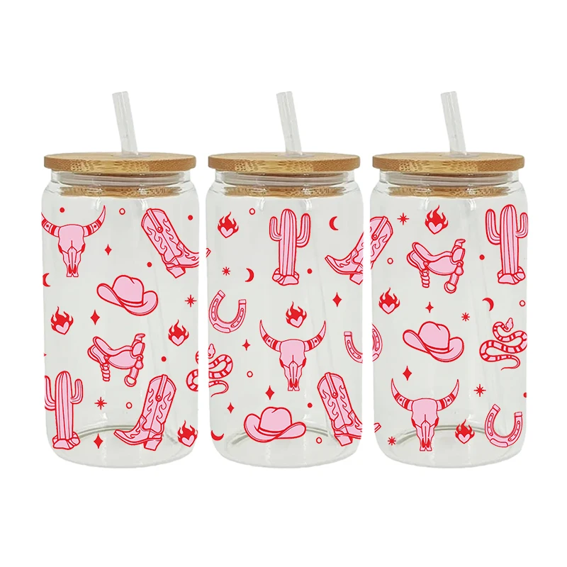 UV DTF Transfer Sticker Cow For The 16oz Libbey Glasses Wraps Bottles Cup Can DIY Waterproof Decals D3960