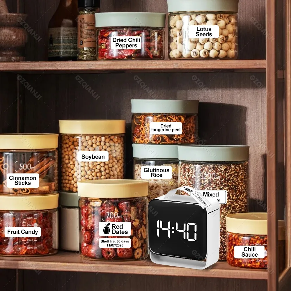 Mini Label Maker & Clock Style with Paper Roll for Storage, Office, Home, Sticker Machine, Mini Label Printer Portable Wireless