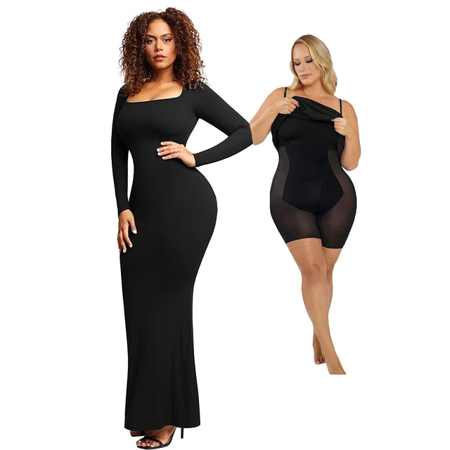 Maxi Dress Built in Shapewear 8 in 1 Women Sexy Lounge Slip Long Dresses  Elegant Backless Shaper Dress Bodycon Mesh Body Shaper - AliExpress