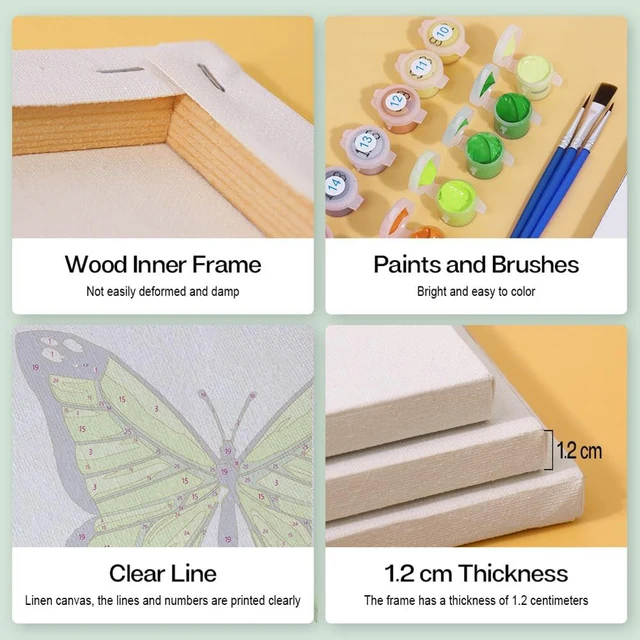 Kit de peinture par numéros avec pinceau et peintures acryliques, Kit de peinture de couleur par numéros, peinture à l'huile acrylique à faire soi-même pour adultes, 6 paquets 5