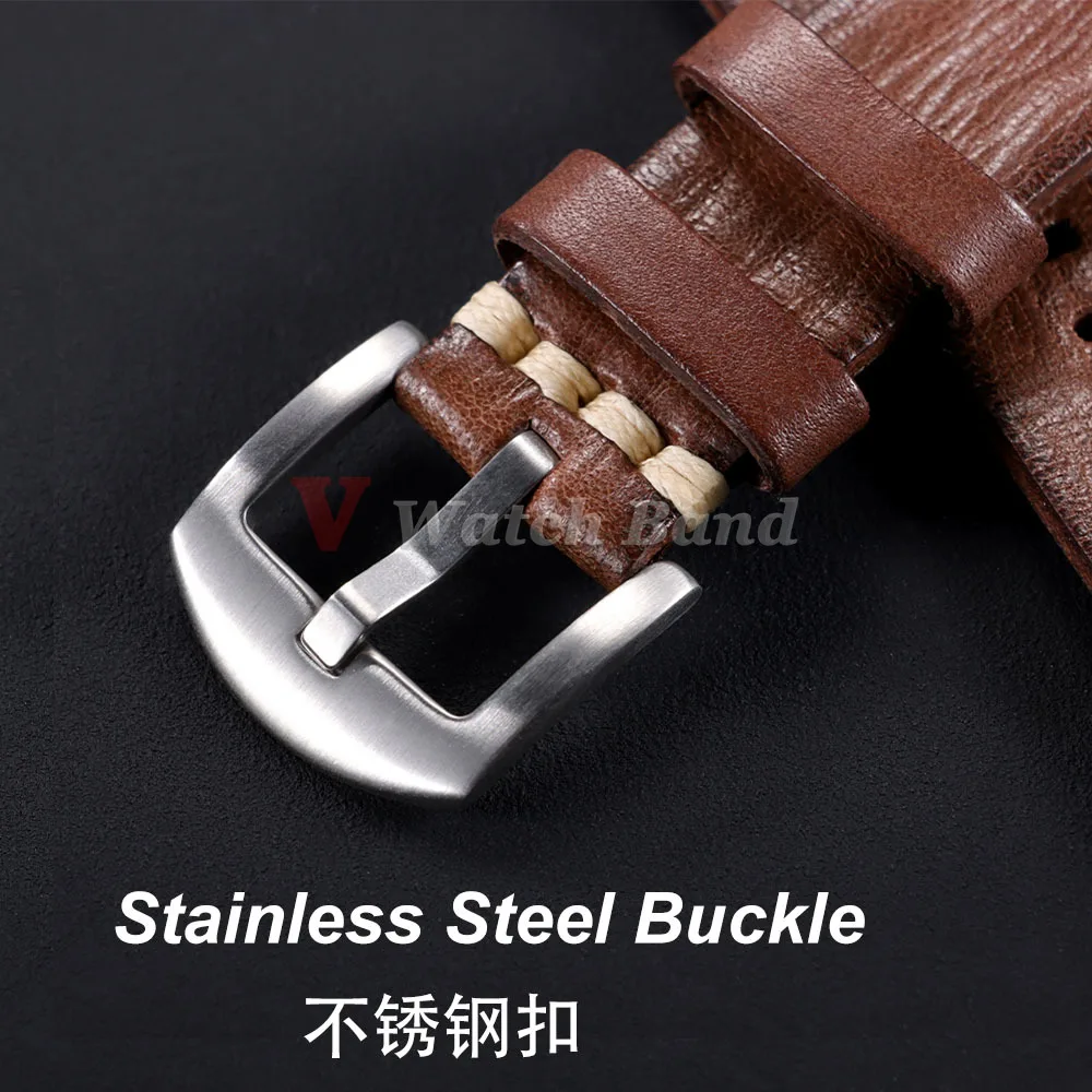 Premium Vintage Cowhide Leather Watch Strap - Men's Wrist Bracelet