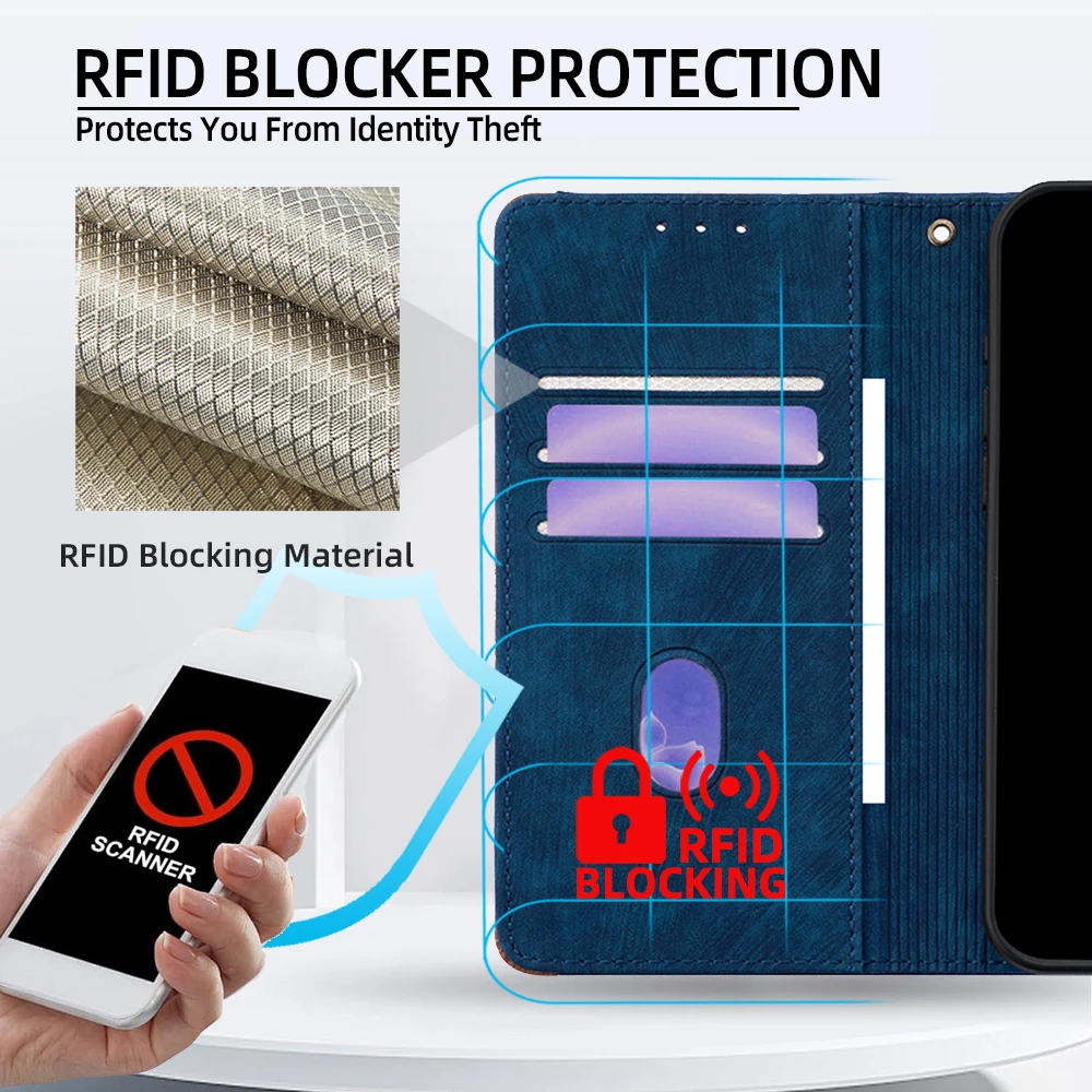 Elegant RFID Blocking Leather Wallet Case - Shockproof Color Collision Design