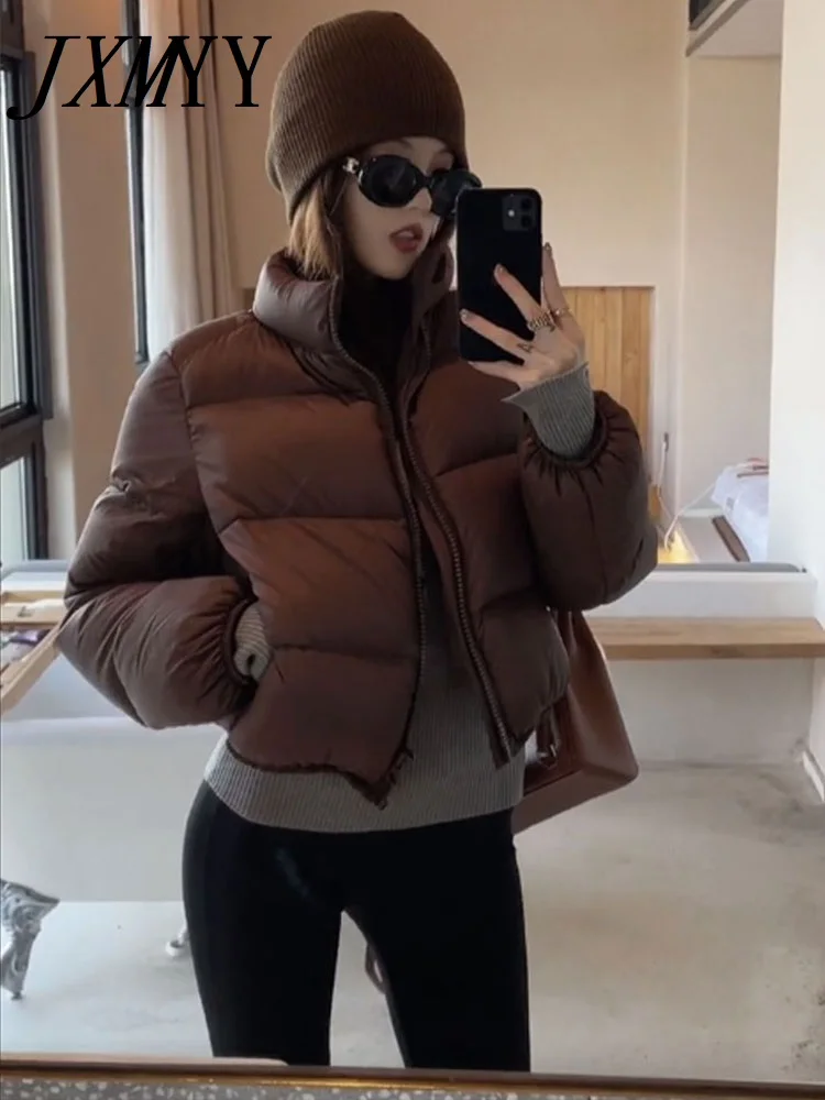 

JXMYY Winter Fashion New Casual Short Thickened Down Jacket Women's Stand Collar Bread Coat