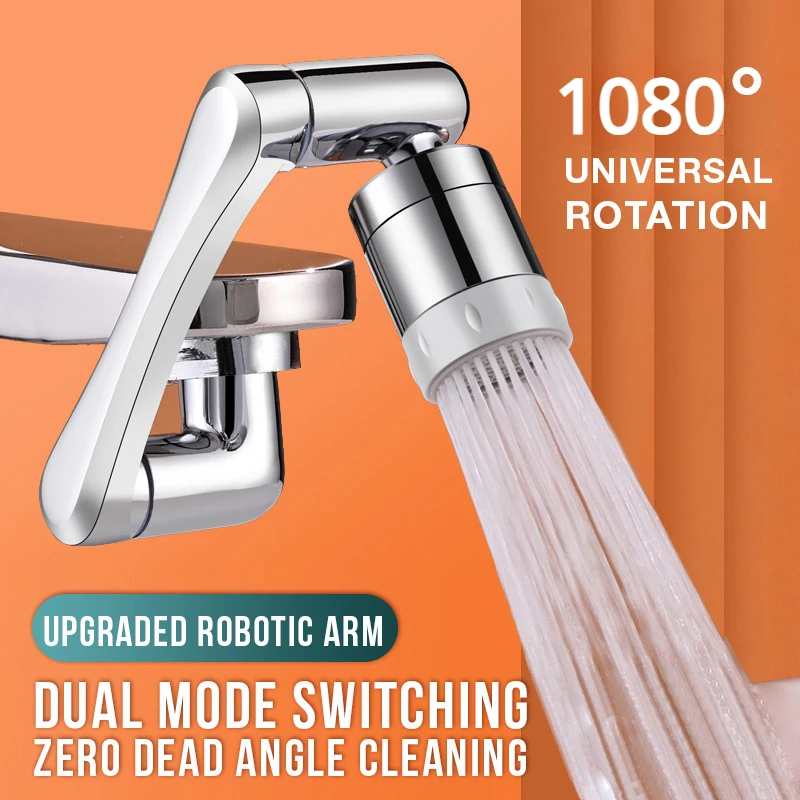 

All Bronze Water Tap Nozzle Universal 1080° Rotating Robotic Arm Rotate Extension Faucet Aerator Kitchen Sink 2 Water Flow Mode